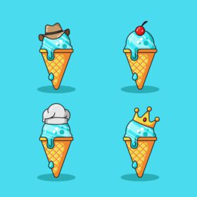 دانلود آیکون بستنی کارتونی وکتور آیکون مجموعه تصویرسازی