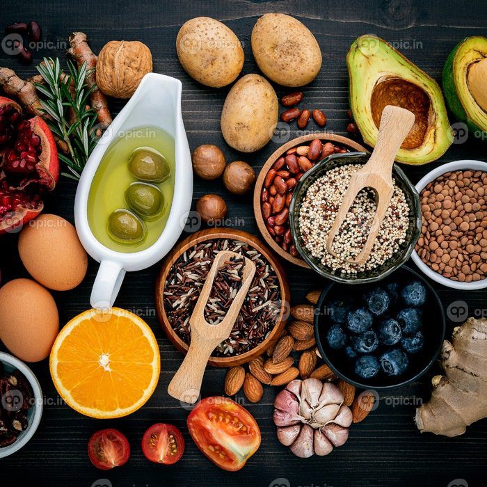 دانلود عکس نمای بالا از غذای تازه