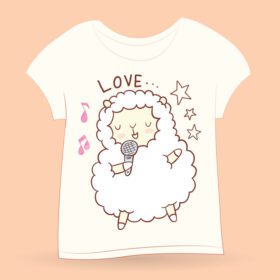 دانلود گوسفند کوچک نقاشی شده با دست زیبا برای تی شرت