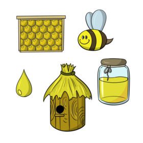 دانلود مجموعه آیکون مجموعه عسل وکتور کندو و زنبور عسل