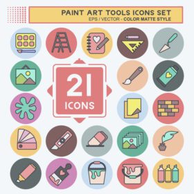 دانلود آیکون مجموعه آیکون ابزار نقاشی رنگ مناسب برای نماد آموزش