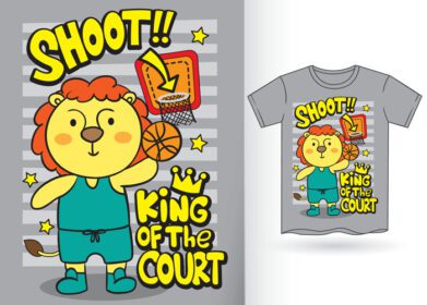 دانلود کارتون بازیکن بسکتبال شیر ناز برای تی شرت eps