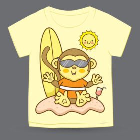 دانلود کارتون میمون کوچک ساحلی برای تی شرت
