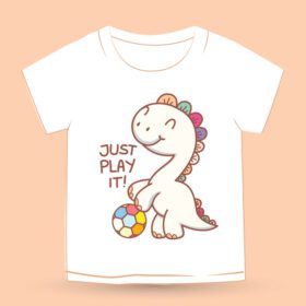 دانلود کارتون داینا کوچولوی ناز با توپ فوتبال برای تی شرت