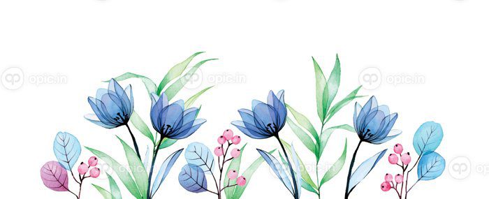 دانلود نقاشی آبرنگ حاشیه افقی با شفاف