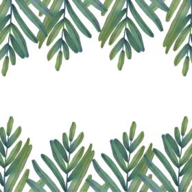 دانلود قاب آبرنگ شاخه های سبز گرمسیری نقاشی شده با دست