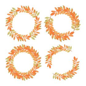 دانلود مجموعه دایره گل پرتقالی آبرنگ پاییز فصل پاییز برای عنصر قاب