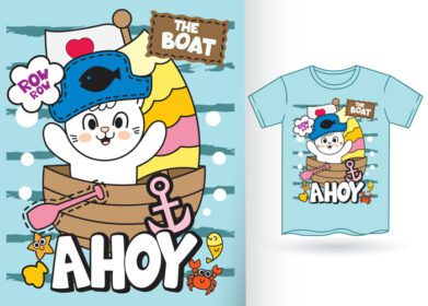 دانلود تصویر گربه دزد دریایی ناز برای تی شرت eps