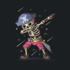 دانلود وکتور تصویرسازی اسکلت دزدان دریایی زیبا