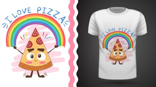 دانلود ایده زیبای پیتزا برای چاپ تی شرت با دست کشیده