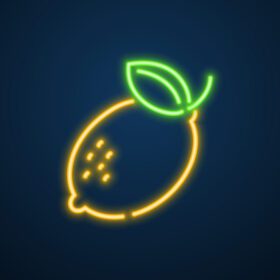 دانلود آیکون لیمو میوه نماد نئون وکتور