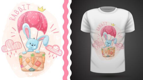 دانلود ایده بالون خرگوش ناز و هوا برای طراحی دستی تی شرت چاپی