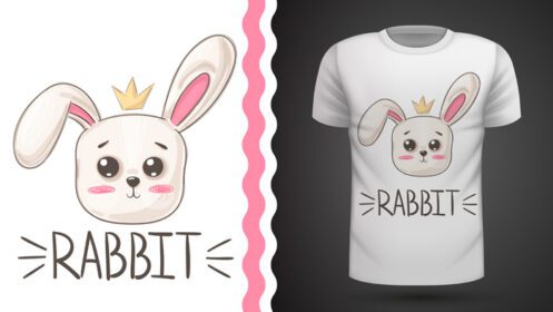 دانلود ایده خرگوش ناز برای چاپ تی شرت نقاشی دست