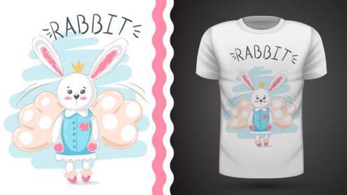 دانلود ایده خرگوش ناز برای چاپ تی شرت نقاشی دست