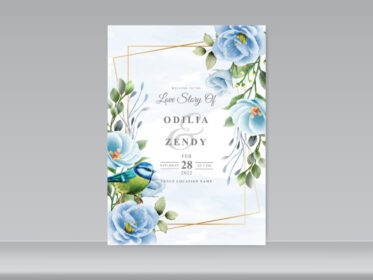 دانلود ست کارت عروسی آبی گل و پرنده