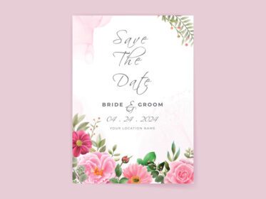 دانلود ست کارت دعوت عروسی با طرح گل های صورتی زیبا