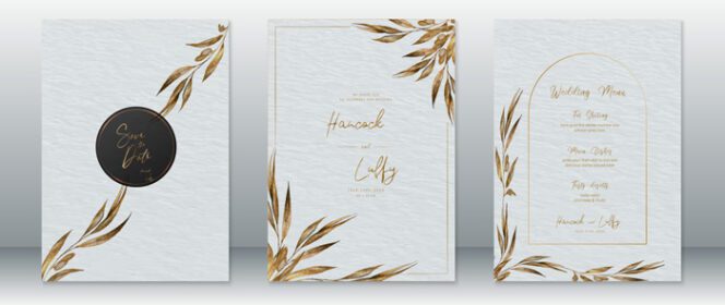 دانلود قالب کارت دعوت عروسی لوکس با طرح طلایی