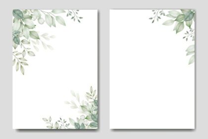 دانلود قالب کارت دعوت عروسی با آبرنگ برگ سبز