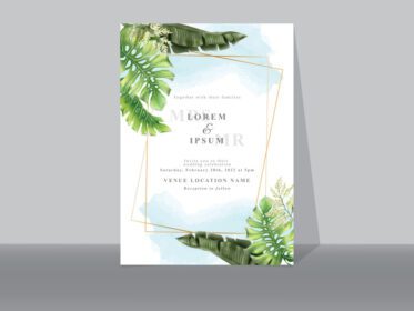 دانلود کارت دعوت عروسی با برگ های سبز گرمسیری