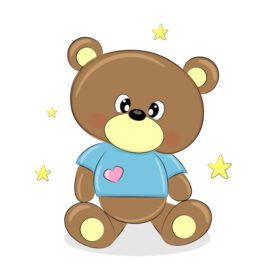 دانلود چاپ تی شرت خرس عروسکی زیبا با قلب و ستاره برای
