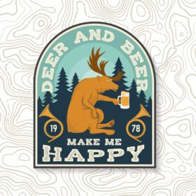 دانلود مفهوم وکتور deer and beer make me happy برای پیراهن