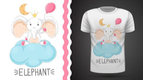 دانلود فیل با بادکنک ایده برای چاپ تی شرت نقاشی دست