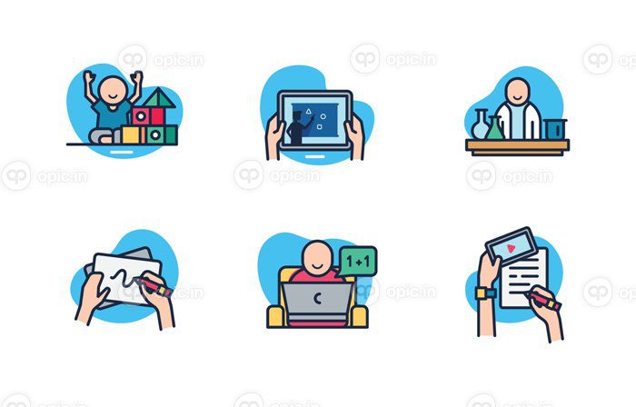 دانلود مجموعه آیکون مدرسه آیکون در طرح تخت