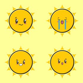 دانلود مجموعه آیکون مجموعه زیبای شکلک خورشید تصویر آیکون کارتونی