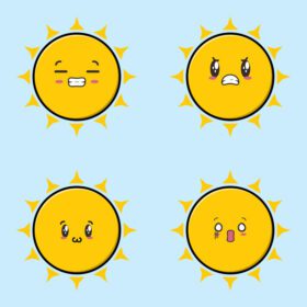 دانلود مجموعه آیکون مجموعه زیبای شکلک خورشید تصویر آیکون کارتونی