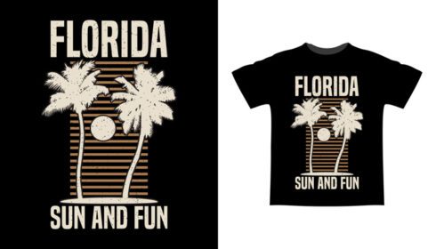 دانلود طرح تی شرت فلوریدا خورشید و سرگرمی با کف دست