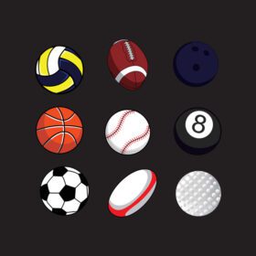 دانلود مجموعه آیکون تصویر وکتور توپ ورزشی نماد نماد و