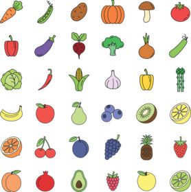 دانلود مجموعه آیکون از آیکون های میوه و سبزیجات