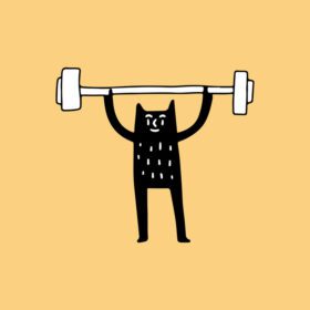 دانلود تصویر گربه بامزه بلند کردن هالتر برای تی شرت
