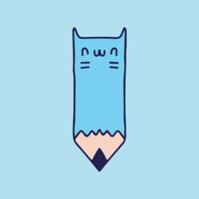 دانلود تصویر برداری گربه با مداد گرافیکی برای تی شرت
