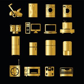 دانلود مجموعه آیکون آیکون های دستگاه های خانه طلایی