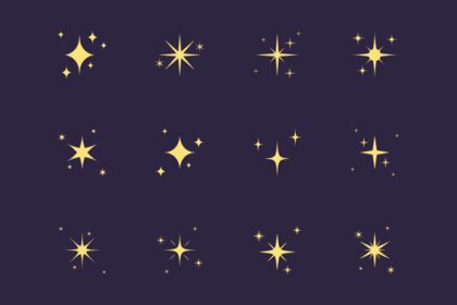 دانلود مجموعه آیکون های وکتور اصلی آیکون ستاره های درخشان آتش بازی روشن