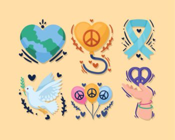 دانلود آیکون شش آیکون صلح جهانی