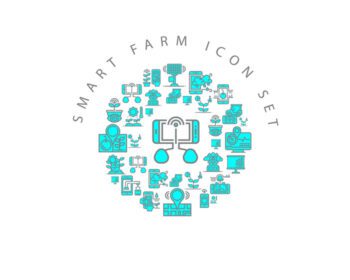 دانلود آیکون طرح مجموعه آیکون مزرعه هوشمند در پس زمینه سفید