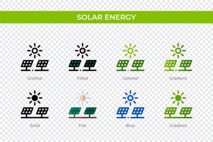 دانلود آیکون آیکون انرژی خورشیدی به سبک های مختلف وکتور انرژی خورشیدی