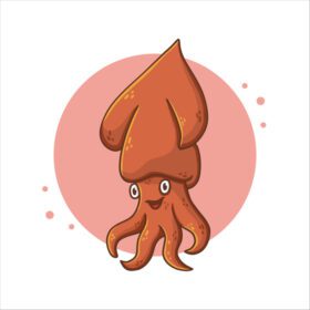 دانلود نماد وکتور کارتونی ماهی مرکب آرم طلسم غذاهای دریایی
