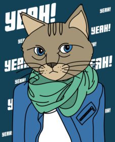 دانلود تصویر گربه با دست طراحی شده برای چاپ تی شرت