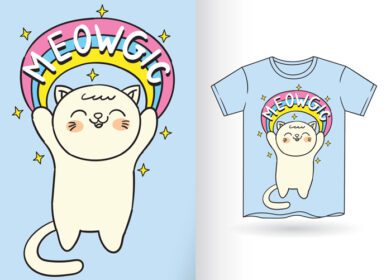 دانلود گربه ناز و رنگین کمان برای تی شرت