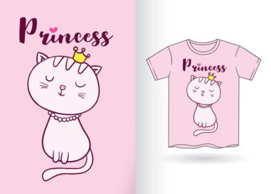 دانلود گربه ناز طراحی شده با دست برای تی شرت
