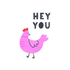دانلود مرغ ناز نقاشی شده با دست با حروف هی تو ابله