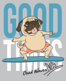 دانلود تصویر موج سواری سگ ناز با دست برای چاپ تی شرت