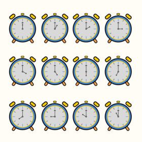 زمان آیکون دانلود و آیکون های ساعت روی یک ساعت کامل دوازده ساعت تنظیم شده است
