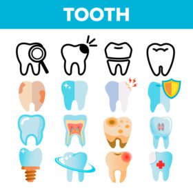 دانلود آیکون دندان مجموعه آیکون وکتور مراقبت های پزشکی دهان و دندان درافیک