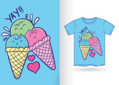 دانلود بستنی زیبای دستی برای تی شرت eps