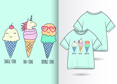 دانلود بستنی زیبای دستی با طرح تی شرت