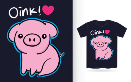 دانلود خوک کوچولوی ناز با دست طراحی شده برای تی شرت